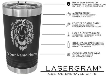 LaserGram 16oz Vacuum Insulated Pint Tumbler, Lobster, Personalized Engraving Included (Black)