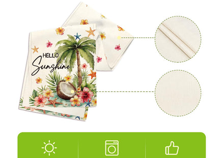 Artoid Mode Coconut Tree Flowers Starfish 210 GSM Summer Table Runner, Seasonal Kitchen Dining Table Decoration for Home Party Decor 13x90 Inch