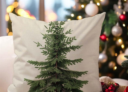 HERHOME Christmas Tree Pillow Covers 18x18 Inch Green Pine Tree Natural
