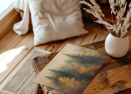XOCUUI Autumn Forest Canvas Wall Art, Classical Retro Fall Forest Andscape Trees Canvas Prints Home Decor Office Farmhouse Bathroom, 8"X10" Unframed