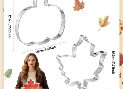Teenyyou 2 Pcs Extra Large 8" Fall Cookie Cutters, Pumpkin and Maple Leaf