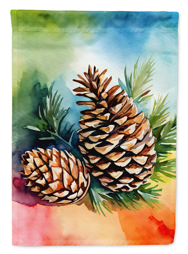 Caroline's Treasures Maine White Pine Cone and Tassels in Watercolor Garden Flag Mailbox Flag Decorative Yard Flag Banner Outside Patio Artwork Yard Flower Beds, Garden Size, Multicolor