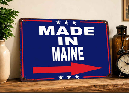 Made in Maine Vintage Metal Wall Art Signs 8X12 Inch