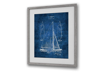 GnosisCollageArt Sailing Decor Gift Sailboat Blueprint Wall Art Set of 4 Unframed Prints