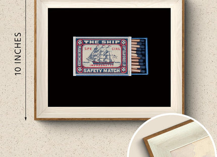 VIYYIEA Framed Vintage Matchbox Summer Sailboat Canvas Wall Art, 12×10 Inch