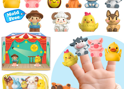 Oriate Animal Farm Finger Puppets, 10Pcs Bath Finger Toys for Toddlers 1-3