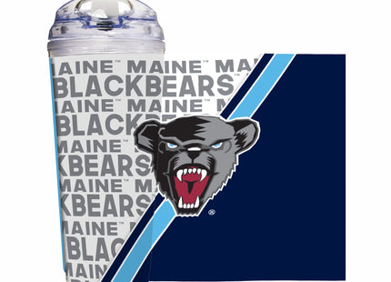Rico Industries NCAA Maine Black Bears Standard 24oz Acrylic Tumbler with Hinged Lid, Officially Licensed Double Wall Tumbler with Straw