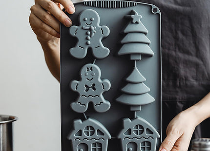 Christmas Silicone Molds For Baking Large Christmas Tree Holiday Silicone Mold 3D Shape Gingerbread Man Candy House Pine Tree Silicone Molds for Soap Jello Chocolate Cake MadeleineCandle Molds(1PCS)