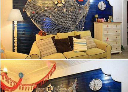 Rosoz Nature Fish Net Wall Decoration with Shells, Ocean Themed Wall Hangings Fishing Net Party Decor for Pirate Party,Wedding,Photographing Decoration