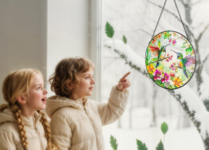 Rosporxin Hummingbird Suncatcher Stained Glass Window Hanging