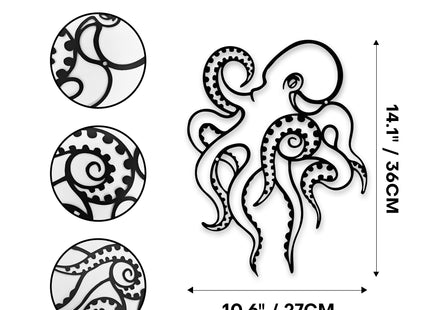 Rajukit Octopus Metal Wall Art - Coastal Decor for Home