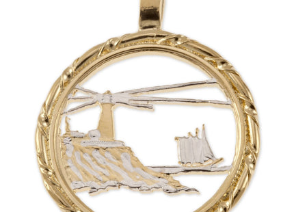 The Difference World Coin Jewelry Lighthouse Pendant & Necklace, Maine State Quarter Hand Cut