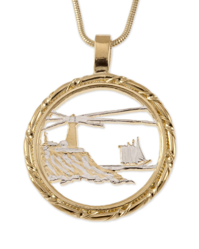 The Difference World Coin Jewelry Lighthouse Pendant & Necklace, Maine State Quarter Hand Cut