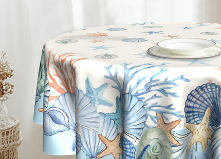 VentuCoven Summer Tablecloth 60 inch Round Table Cloth Beach Table Cloths Starfish Tablecloths for Kitchen Dining Decorations Holiday