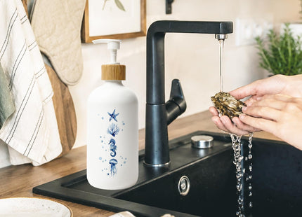 Stelloriellea Coastal Beach Glass Soap Dispenser with Pump