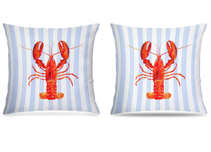 awdschkj Coastal Beach Red Lobster Pillow Covers 18x18, Preppy Beach Room Decor, New England Red Lobster Nautical Coastal Decorative Throw Pillow Covers for Home Bedroom Living Room, Set of 2
