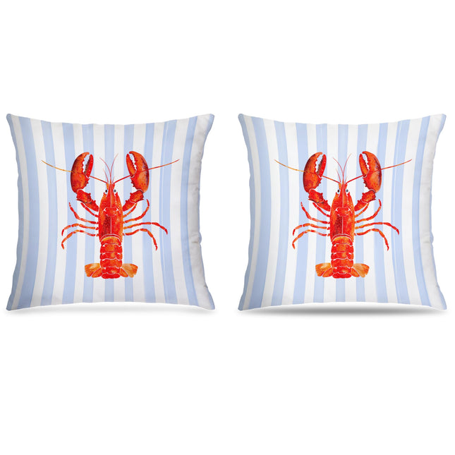 awdschkj Coastal Beach Red Lobster Pillow Covers 18x18, Preppy Beach Room Decor, New England Red Lobster Nautical Coastal Decorative Throw Pillow Covers for Home Bedroom Living Room, Set of 2