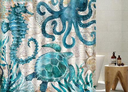 Prohalo Nautical Sea Animal Shower Curtain mat