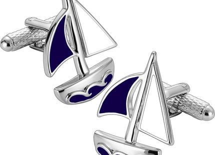 HAWSON Sailboat Cufflinks for Men, Yacht Boat Nautical Sailing Gifts for Sailor Captain Husband Dad Tall Ships Festival