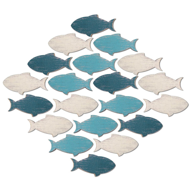 Weysat 20 Pcs Wooden Fish Wall Decor Nautical Wood Wall Art, Fresh Color