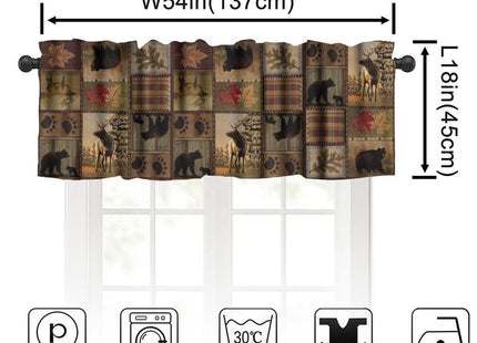 SXXLDNG Rustic Moose Deer Valance, Vintage Bear Cottage Country Style Rustic Cabin Mountain Farmhouse Windows Curtain Valance for Bedroom Living Room, One Panel 54x18in