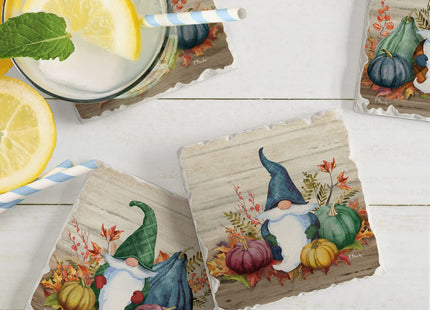 Thirstystone Autumn Gnomes 4 Pack Assorted Tumbled Tile Stone Coasters