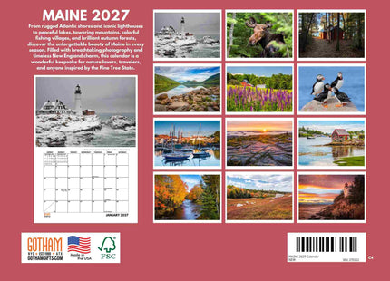 Maine Calendar 2027 Monthly Wall Calender 12 Month