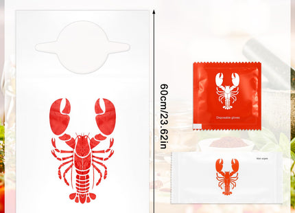 Umigy 200pcs Adult Lobster Crab Bib Wet Wipe Glove Set Seafood Party Supply