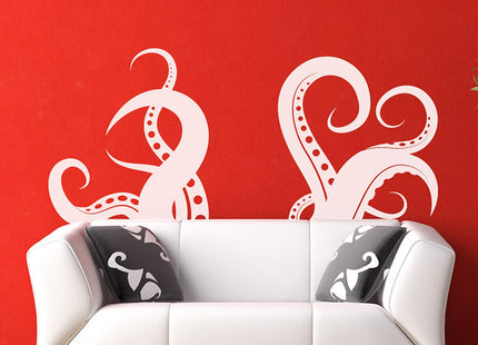 Giant Octopus Tentacles Wall Decal Sticker - White, 27" x 60". #OS_MB316-27x60 Great for Kitchen, Bathroom or Bedroom Decor.
