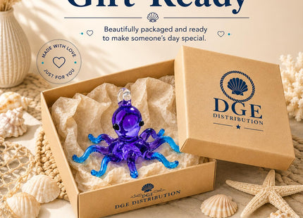Blown Glass Octopus Suncatcher Purple Aqua 2" Home Decor, Room Decor