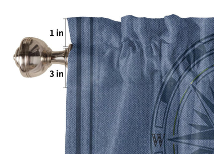 Pinroote Navy Blue Compass Nautical Valances Window Treatment Farmhouse Decor, Coastal Summer Ocean Rustic Rod Pocket Valance Curtains for Living Room, Bedroom, Kitchen, 54" W x 18" L - 1 Panel