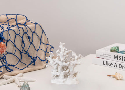 Elegondrar 6" H White Coral Decor, Resin Coral Statue, Nautical Decor for Home, Bedroom, Bathroom, Living Room, Beach/Coastal/Ocean Themed Tabletop Decor