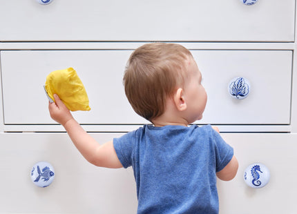 Lasyman 6PCS1.49Inch Coastal Beach Cabinet Themed Nautical Kids Ceramic Drawer Knobs and Handles Pulls Nursery Dresser Knobs