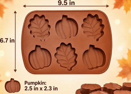 Pumpkin Silicone Molds, 2PCS Fall Jumbo Maple Leaf Pumpkin Ice Cube Trays