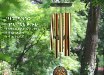 Wind Chimes for Outdoor & Gifts – Engraved Tree of Life