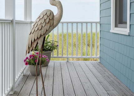 Regal Art & Gift Metal Egret Statue – Coastal Heron Garden Sculpture, Elegant Bird Decor for Lawn, Patio, or Beach House Yard – Sturdy Outdoor Standing Crane Ornament, 16.5""L x 8.25""W x 34.25""H