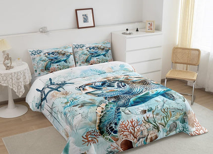 Feelyou Sea Turtle Bedding Set Marine Life Sea Comforter Set for Kids Boys