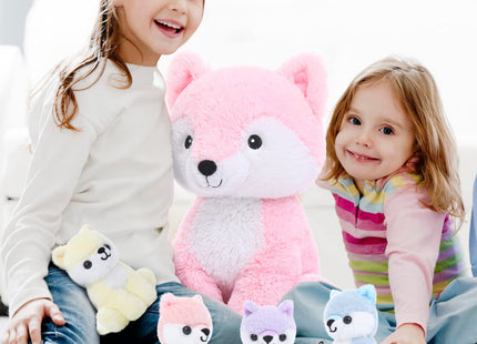 Muiteiur Pink Fox Stuffed Animal Set 5 Pcs, 20" Mom Fox Plush with 4 Babies