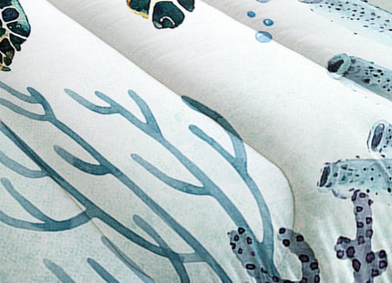 AILONEN Sea Turtle Comforter Set Queen Size, Teal Green Ocean Beach Coastal Bedding 3 Pieces Twin Bed in a Bag,Ocean Turtle Quilt with 2 Pillowcases for Boys Girls Adults
