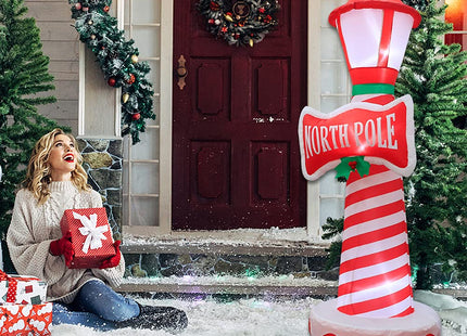Poptrend 6FT Inflatable Christmas Decorations Inflatable Lighthouse Xmas Blow Up Decor for Yard Lawn Home with LED Christmas Lights