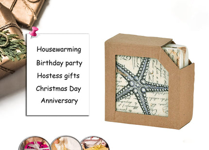 Beach Coasters for Drink Set of 4 Absorbent Nautical Housewarming Gifts