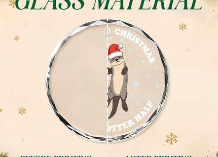 Otter Couple Glass Christmas Ornaments 2026, Christmas Tree Decorations