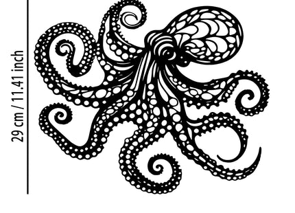 Octopus Metal Wall Decor - Gothic Nautical Room Decor Wall Art Home Decor for Living Room, Bedroom, Dining Room, Bathroom, Office, Coastal, Beach (Black)