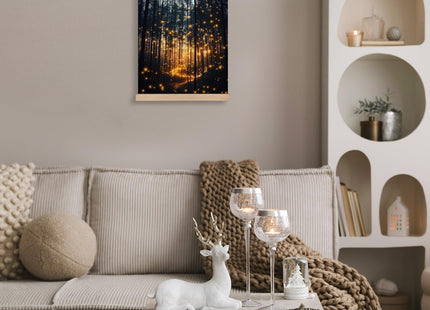 FITIE Enchanted Forest Firefly Wall Art Poster Framed, Magical Twilight Forest Nature Landscape Aesthetic Canvas Wall Art Prints for Home Living Room Bedroom Decor, 12x16 Inch