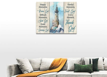remzoke Lighthouse Wall Art Nautical Decor Ocean Coastal Canvas Painting Prints Christian Religious Quotes Pictures Wall Decor Modern Artwork Home Decoration for Bathroom Bedroom Living Room 16"x12"