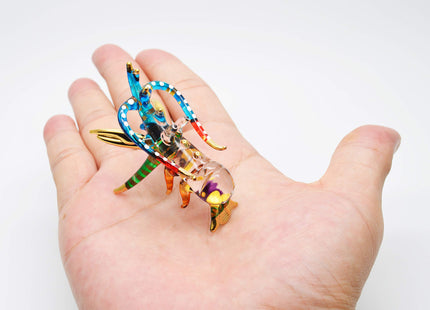 Hand Blown Glass Figurine Small Beautiful Lobster Handmade Miniature Animal Art