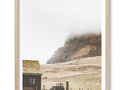HesenDot Farmhouse Mountain Cabin Natural OAK Wood Framed Wall Art, 12x16in
