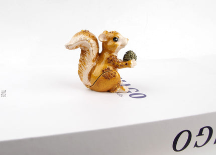 SEVENBEES Hand Painted Squirrel Jewelry Boxes Trinket Box Hinged Squirrel Figurine Gift for Women Girls