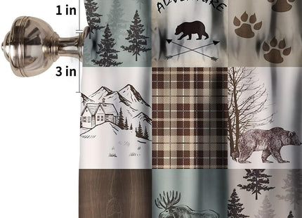 SXXLDNG Retro Cabin Valances Curtain Animal Deer Moose Bear Country Style Kitchen Windows Valances Rod Pocket Window Treatment Short Topper Curtains for Bathroom Living Room 1 Panel