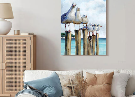 RJETZMU Seagull Decor, Beach Wall Art, Coastal Canvas, 16x24 Ready to Hang
